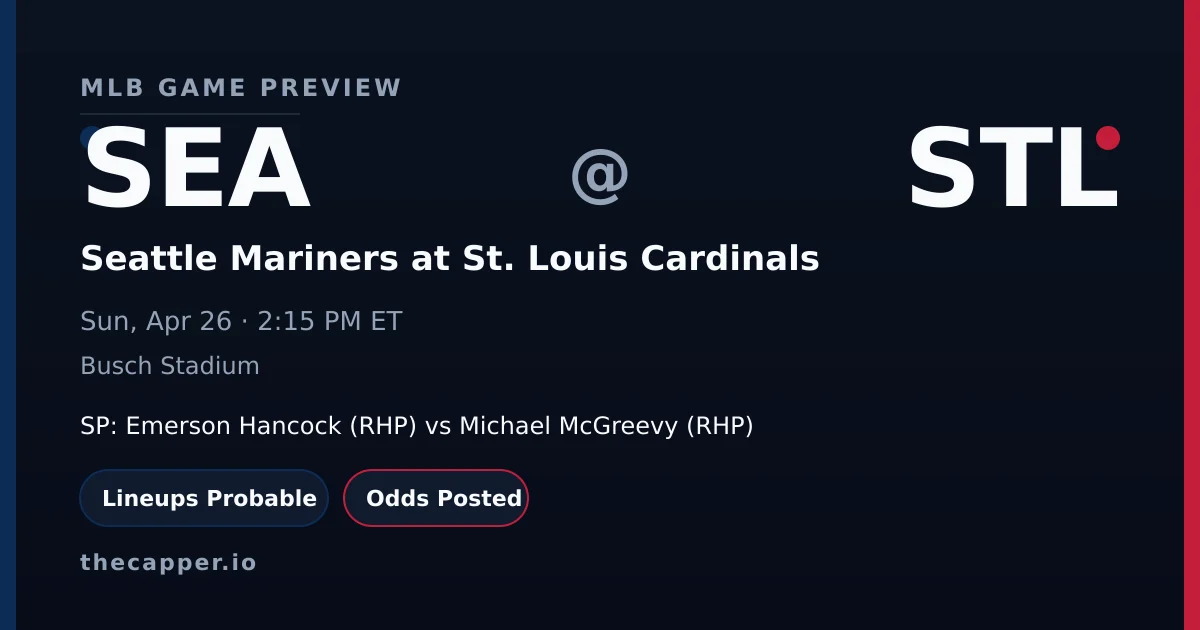 Seattle Mariners at St. Louis Cardinals MLB game preview for April 26, 2026