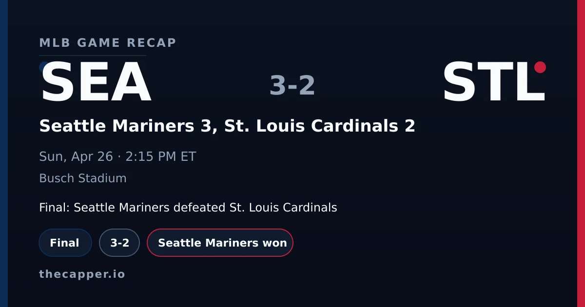 Seattle Mariners 3, St. Louis Cardinals 2 MLB game recap for April 26, 2026