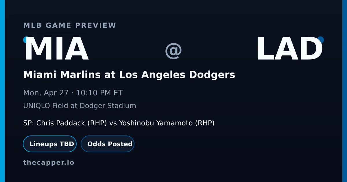 Miami Marlins at Los Angeles Dodgers MLB game preview for April 27, 2026
