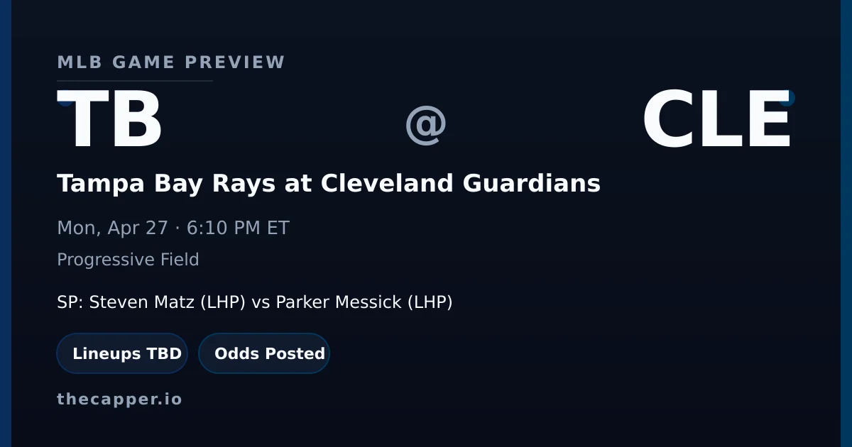 Tampa Bay Rays at Cleveland Guardians MLB game preview for April 27, 2026