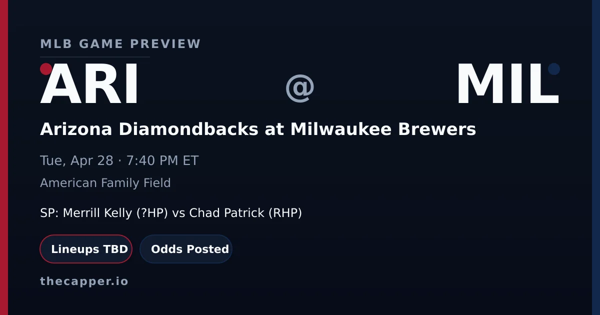 Arizona Diamondbacks at Milwaukee Brewers MLB game preview for April 28, 2026