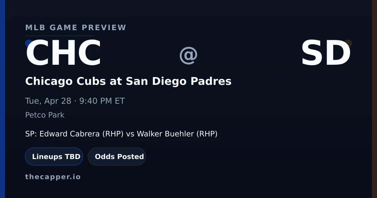 Chicago Cubs at San Diego Padres MLB game preview for April 28, 2026