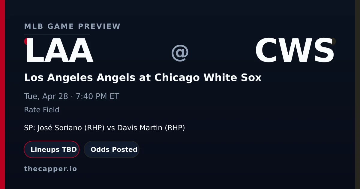 Los Angeles Angels at Chicago White Sox MLB game preview for April 28, 2026
