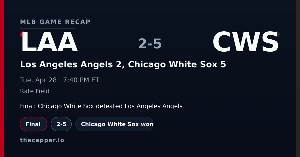 Los Angeles Angels 2, Chicago White Sox 5 MLB game recap for April 28, 2026