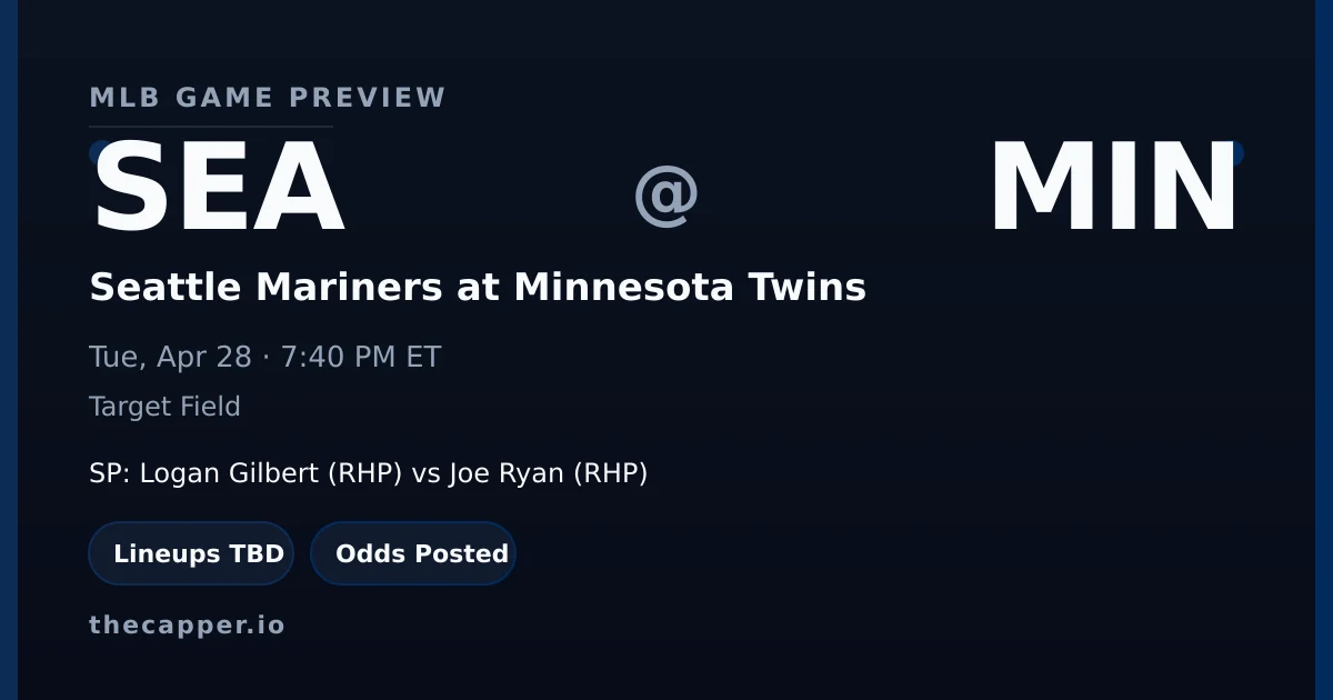 Seattle Mariners at Minnesota Twins MLB game preview for April 28, 2026