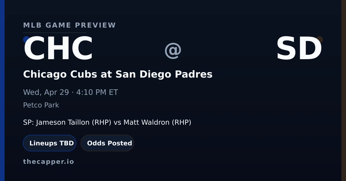 Chicago Cubs at San Diego Padres MLB game preview for April 29, 2026