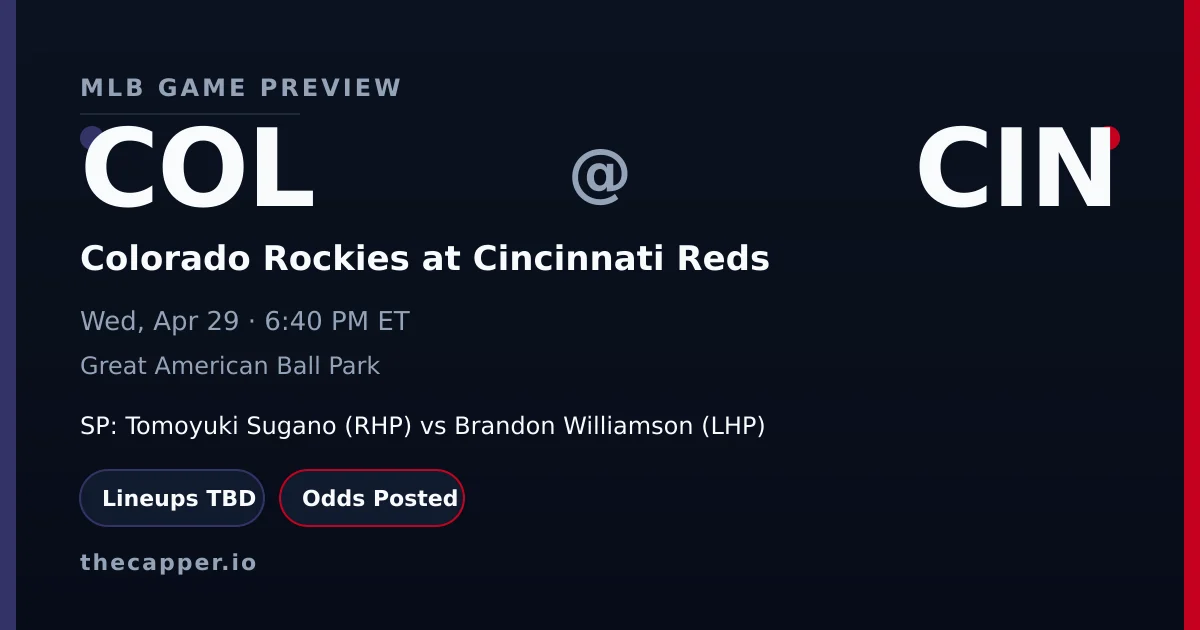 Colorado Rockies at Cincinnati Reds MLB game preview for April 29, 2026