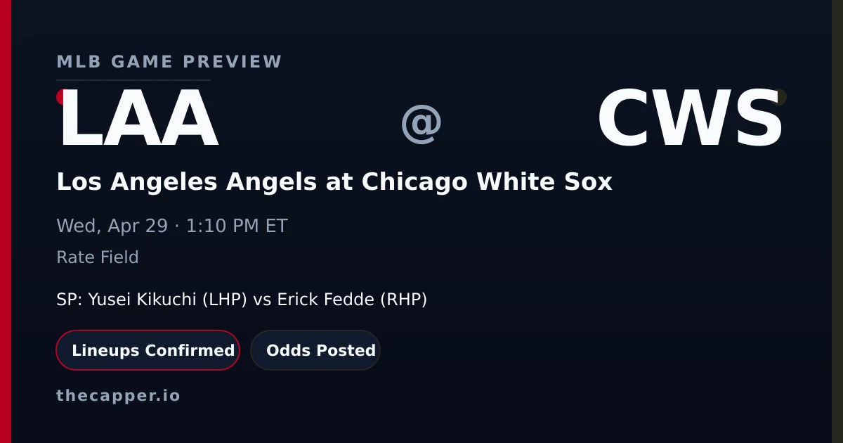 Los Angeles Angels at Chicago White Sox MLB game preview for April 29, 2026