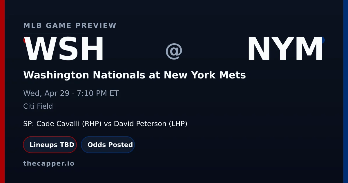 Washington Nationals at New York Mets MLB game preview for April 29, 2026