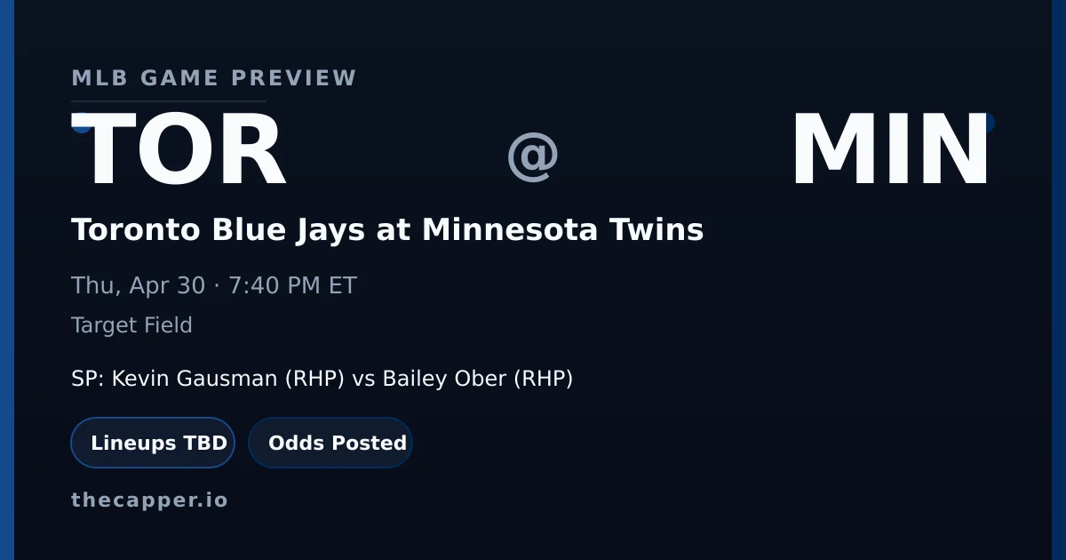 Toronto Blue Jays at Minnesota Twins MLB game preview for April 30, 2026