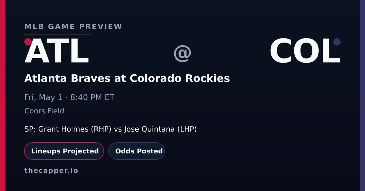 Atlanta Braves at Colorado Rockies MLB game preview for May 1, 2026