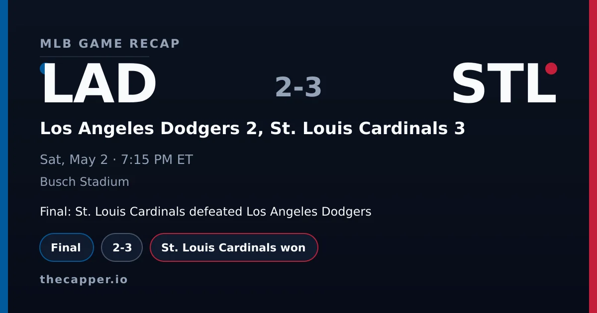 Los Angeles Dodgers 2, St. Louis Cardinals 3 MLB game recap for May 2, 2026