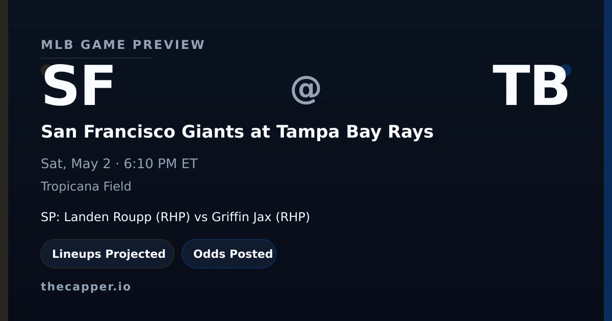 San Francisco Giants at Tampa Bay Rays MLB game preview for May 2, 2026