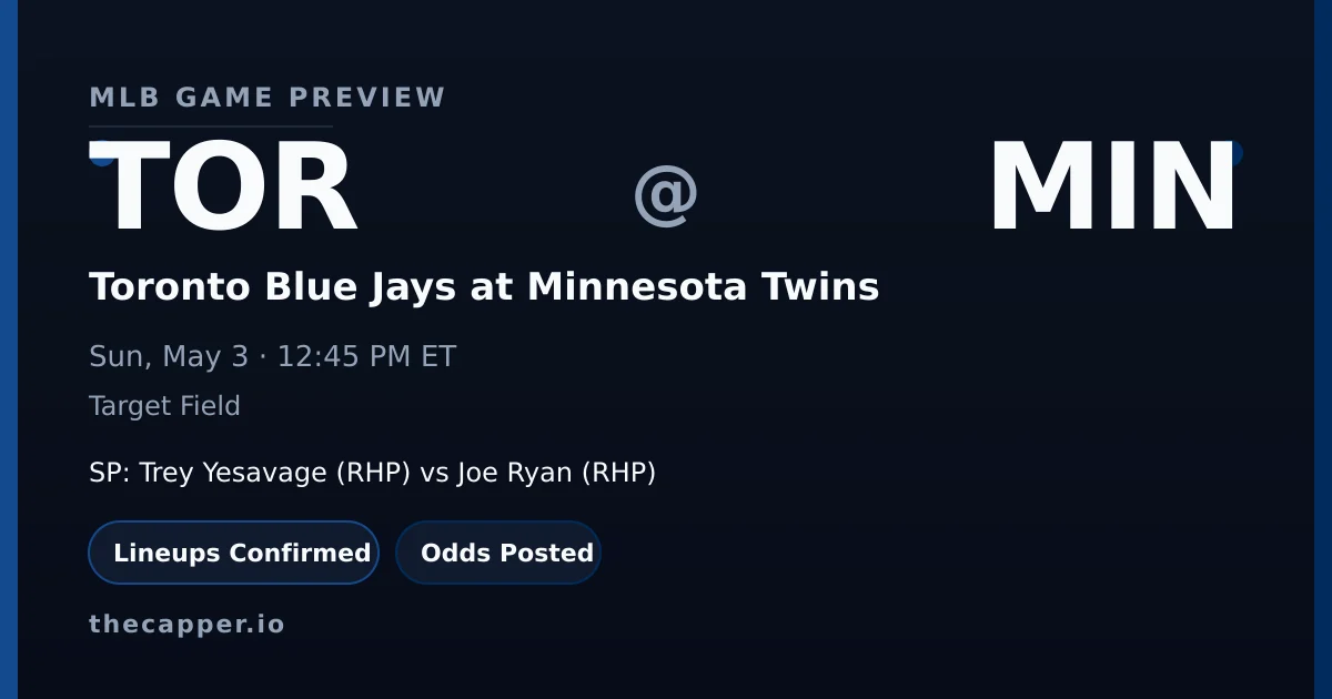 Toronto Blue Jays at Minnesota Twins MLB game preview for May 3, 2026