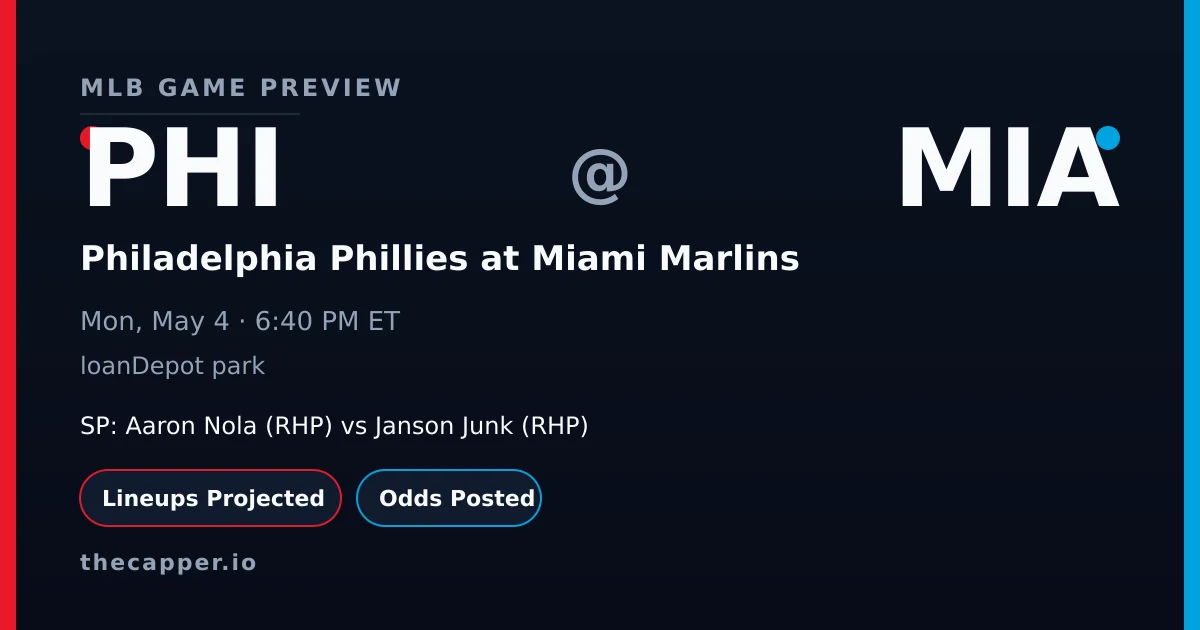 Philadelphia Phillies at Miami Marlins MLB game preview for May 4, 2026