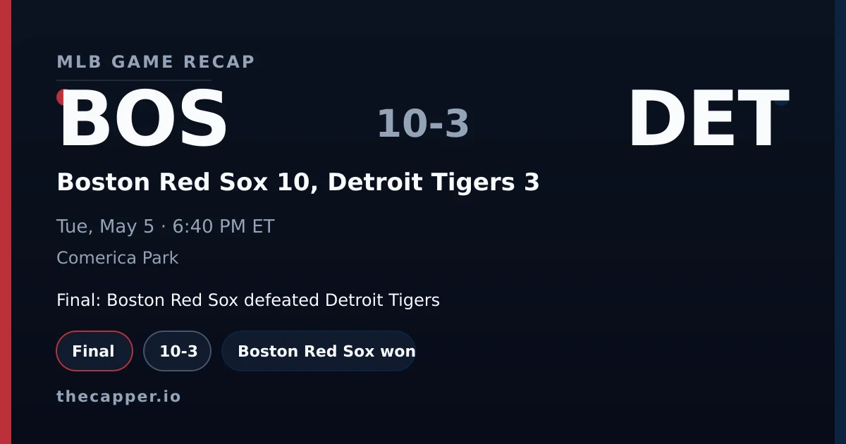 Boston Red Sox 10, Detroit Tigers 3 MLB game recap for May 5, 2026