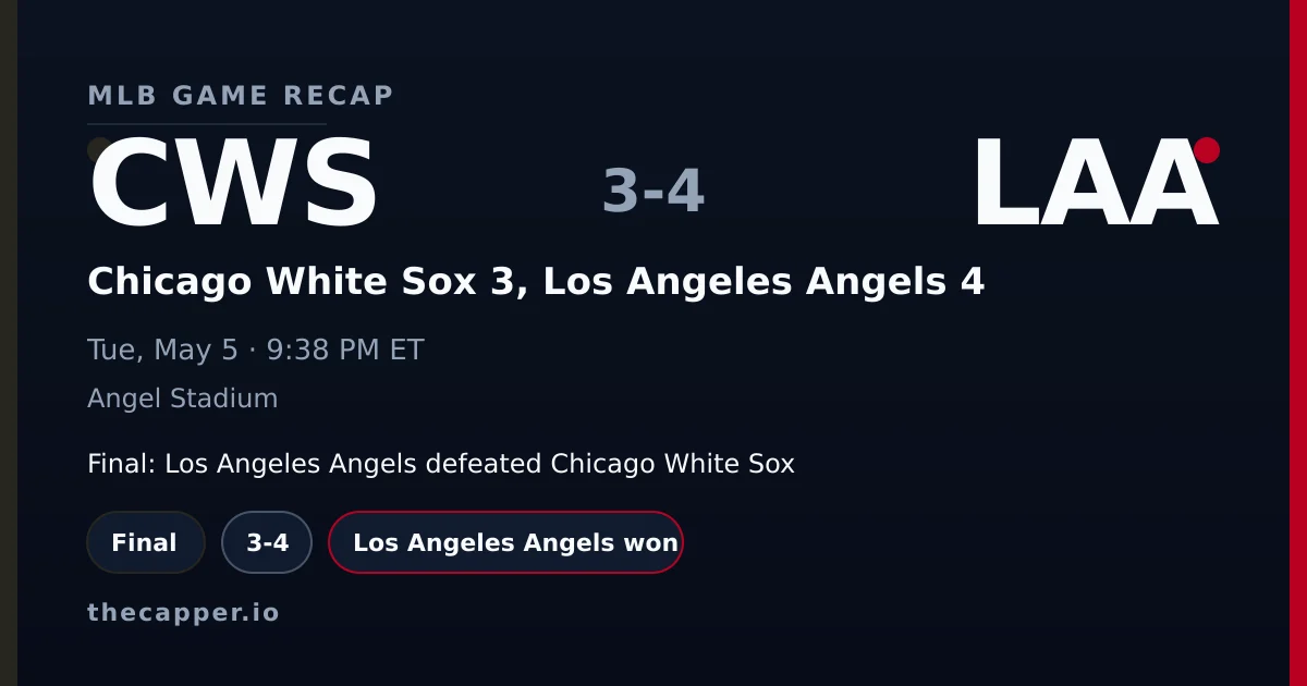 Chicago White Sox 3, Los Angeles Angels 4 MLB game recap for May 5, 2026