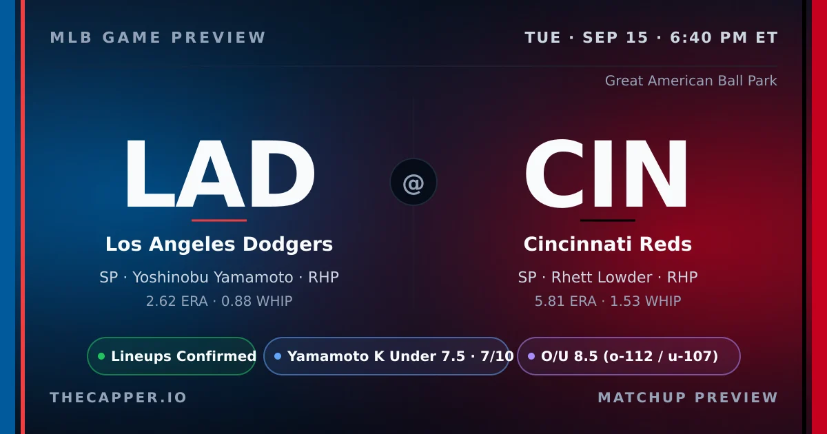 Los Angeles Dodgers at Cincinnati Reds MLB game preview for September 15, 2026