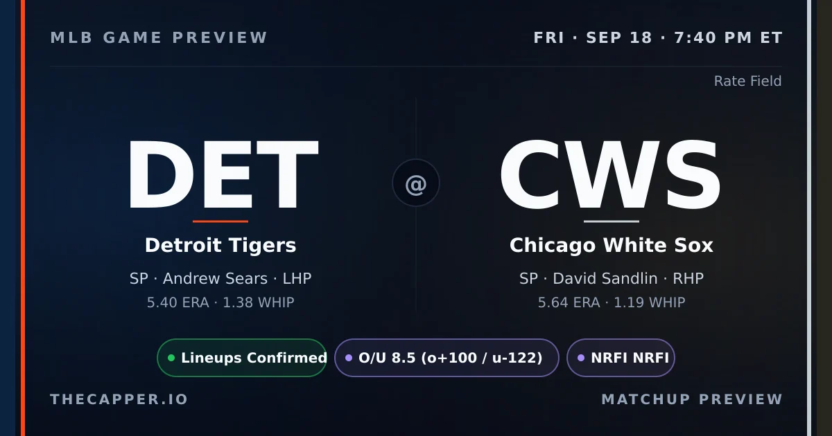 Detroit Tigers at Chicago White Sox MLB game preview for September 18, 2026