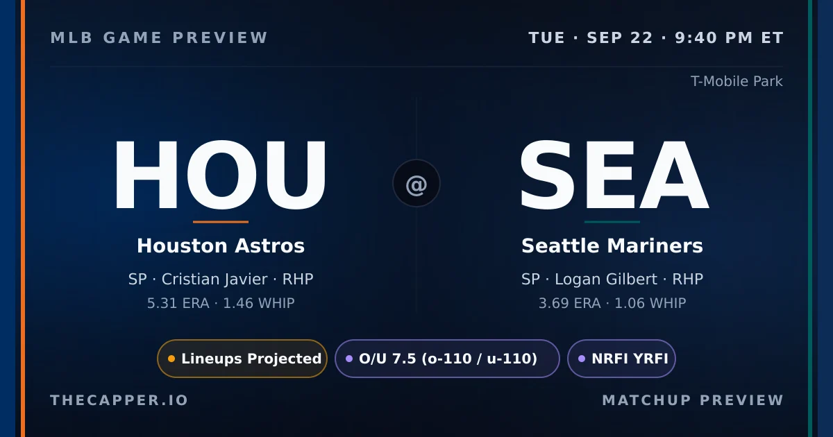 Houston Astros at Seattle Mariners MLB game preview for September 22, 2026