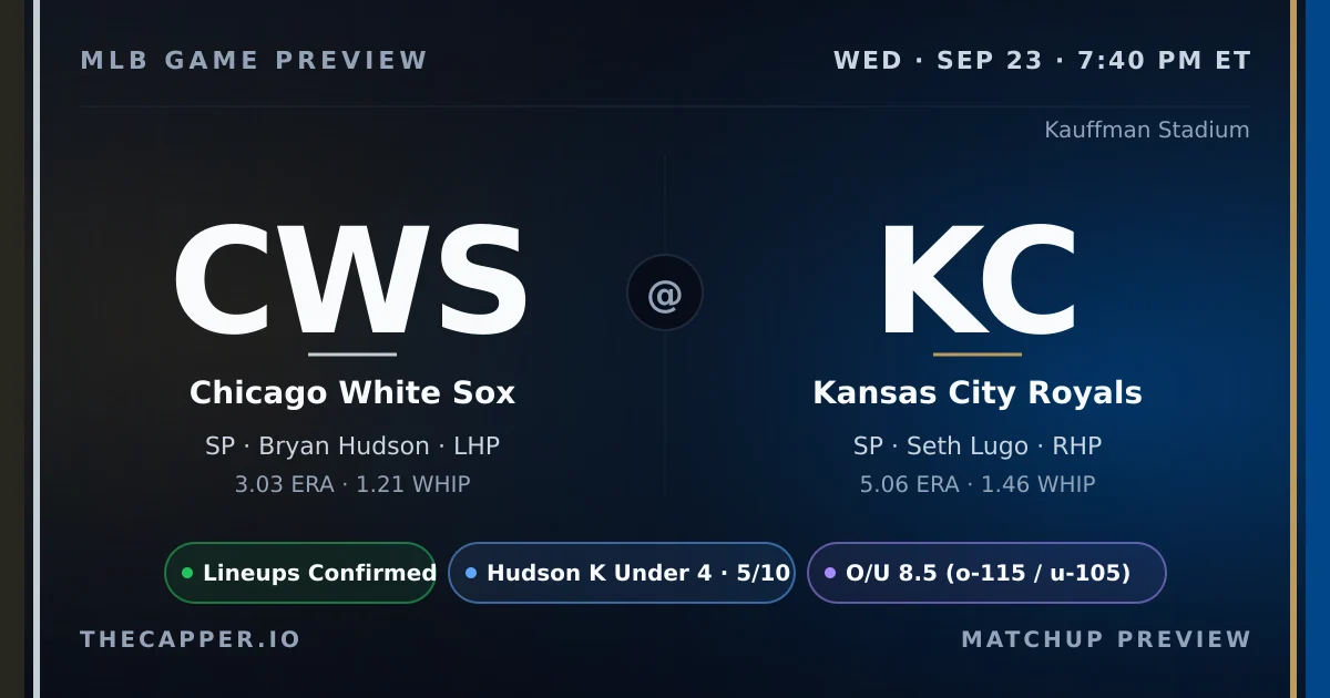 Chicago White Sox at Kansas City Royals MLB game preview for September 23, 2026