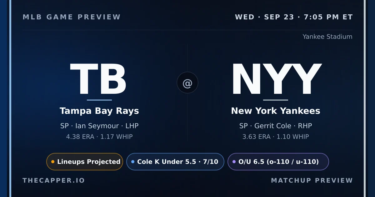 Tampa Bay Rays at New York Yankees MLB game preview for September 23, 2026