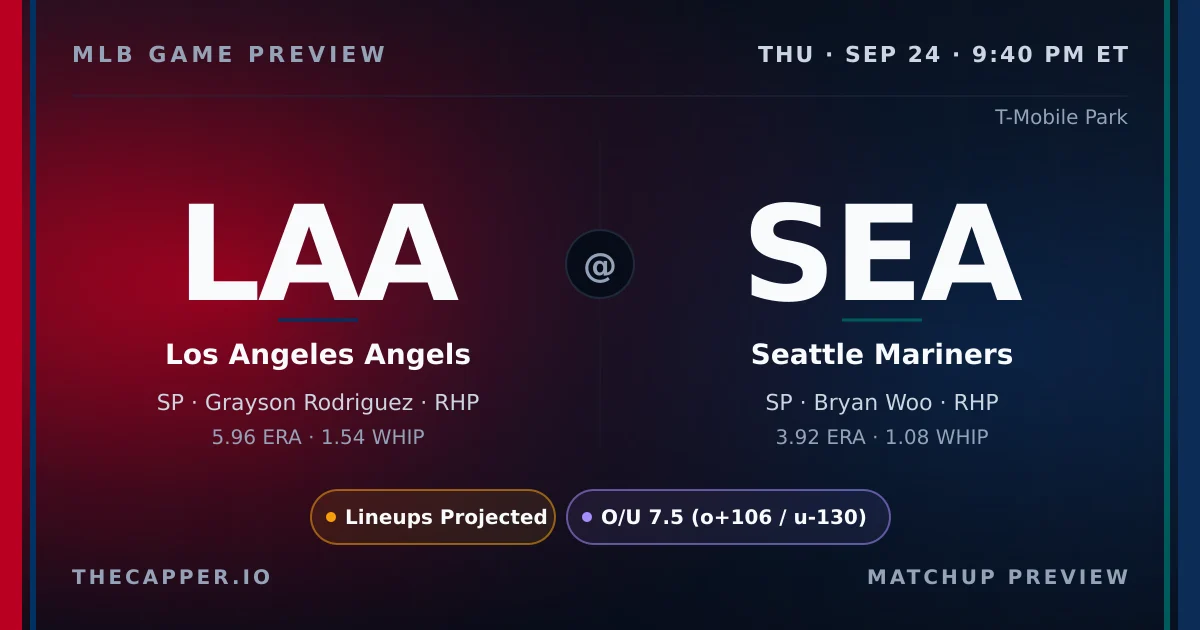 Los Angeles Angels at Seattle Mariners MLB game preview for September 24, 2026