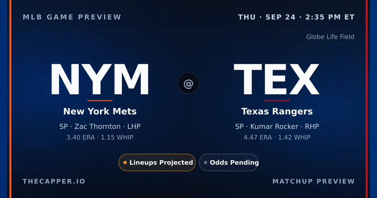 New York Mets at Texas Rangers MLB game preview for September 24, 2026