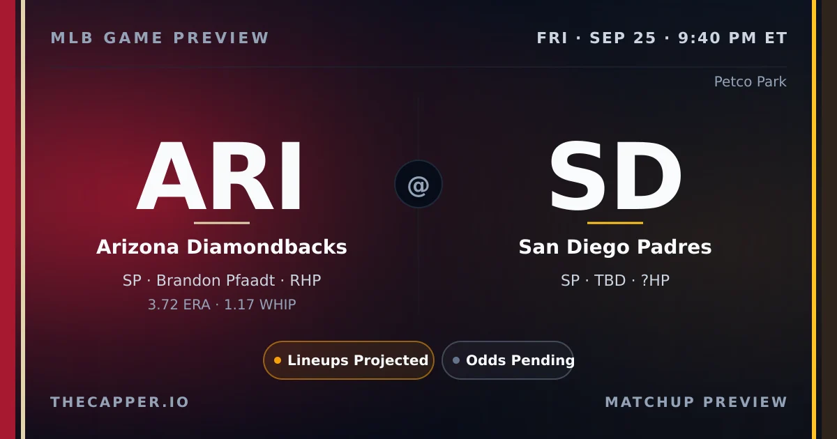 Arizona Diamondbacks at San Diego Padres MLB game preview for September 25, 2026