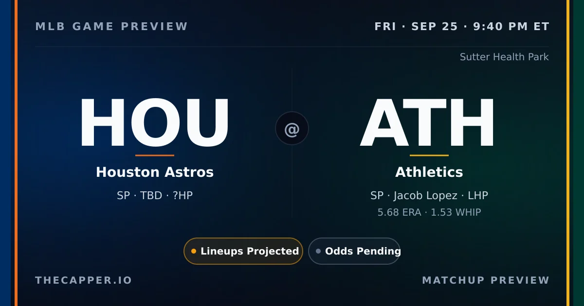 Houston Astros at Athletics MLB game preview for September 25, 2026
