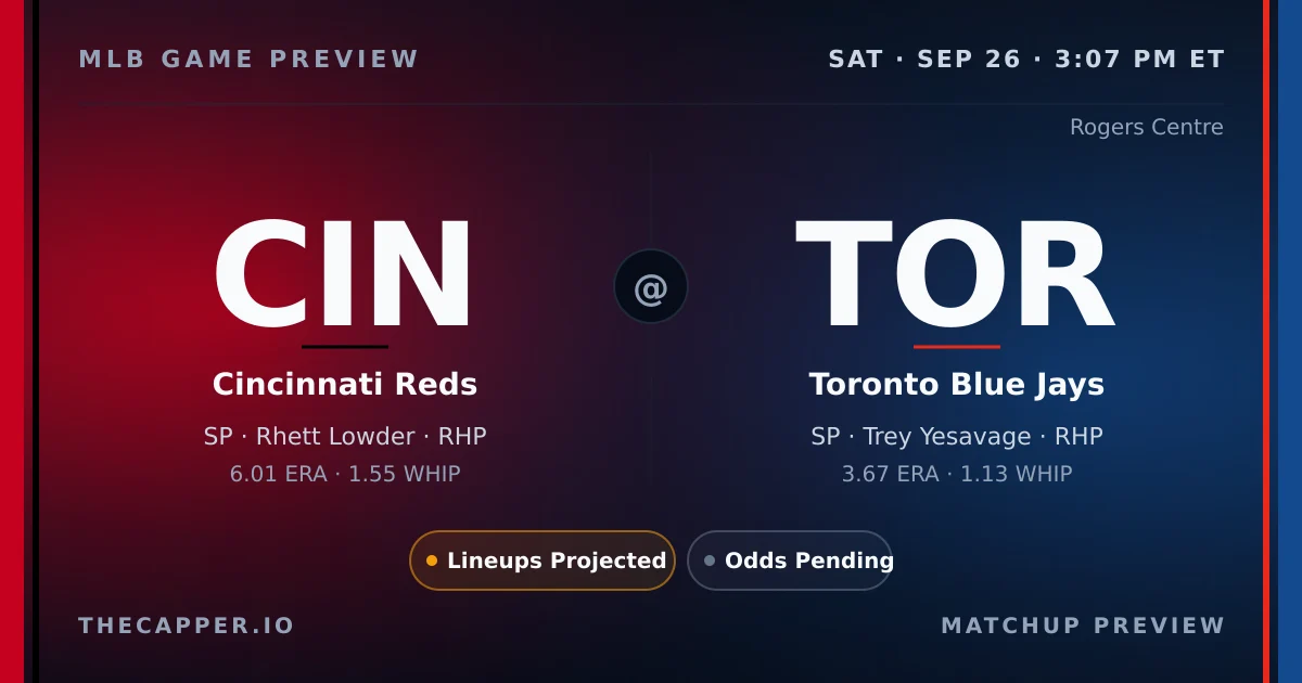 Cincinnati Reds at Toronto Blue Jays MLB game preview for September 26, 2026