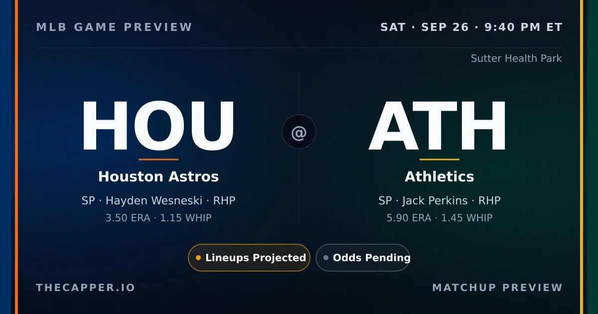 Houston Astros at Athletics MLB game preview for September 26, 2026