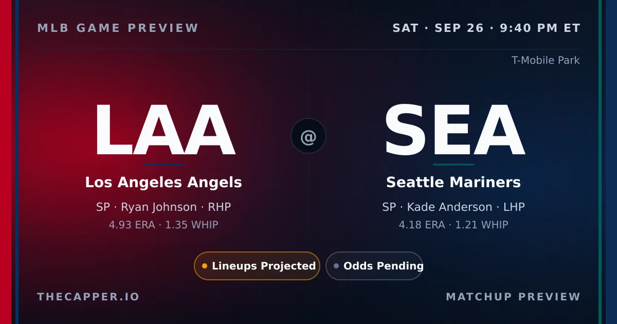 Los Angeles Angels at Seattle Mariners MLB game preview for September 26, 2026
