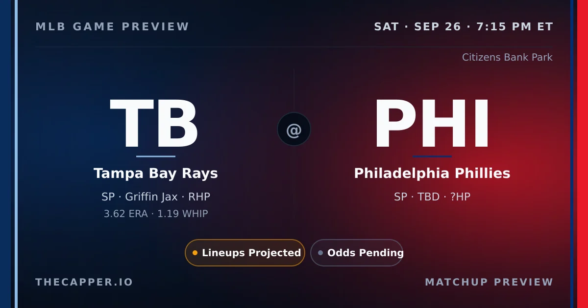 Tampa Bay Rays at Philadelphia Phillies MLB game preview for September 26, 2026