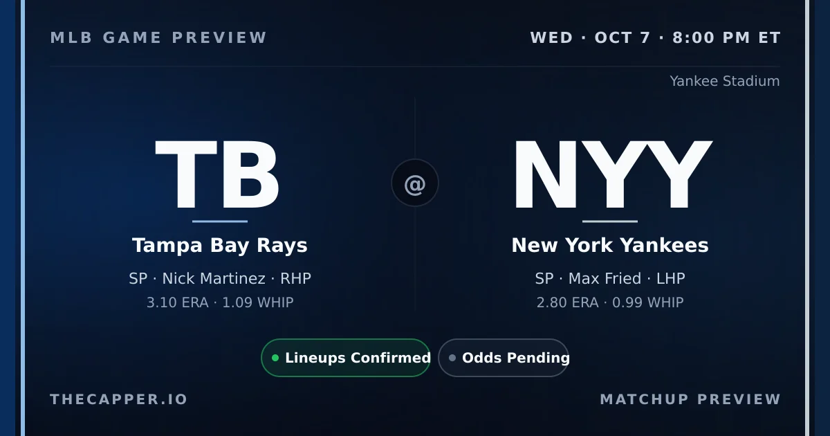 Tampa Bay Rays at New York Yankees MLB game preview for October 7, 2026